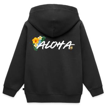Aloha Watercolor - Kinder Premium Organic Zip Hoodie - Schwarz - Hinten - AI Model Kid Male (0cm)