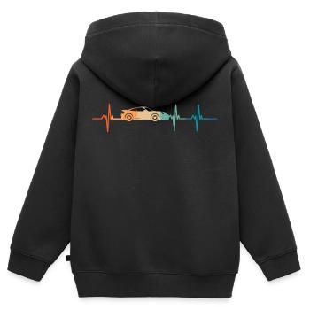 Heartbeat Sportwagen - Kinder Premium Organic Zip Hoodie - Schwarz - Hinten - AI Model Kid Male (0cm)