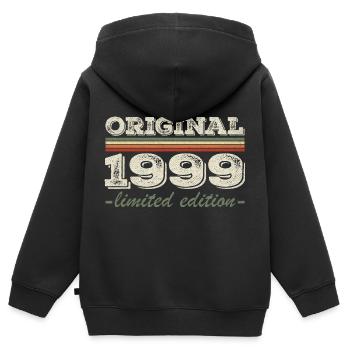 Légende depuis 1999 Né en 1999 Anniversaire 1999 - Sweat Premium à capuche zippé enfant bio - noir - Dos - AI Model Kid Male (0cm)