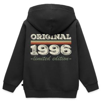 Légende depuis 1996 Né en 1996 Anniversaire 1996 - Sweat Premium à capuche zippé enfant bio - noir - Dos - AI Model Kid Male (0cm)
