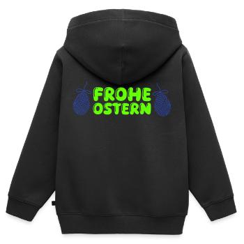 joyeuses Pâques - Sweat Premium à capuche zippé enfant bio - noir - Dos - AI Model Kid Male (0cm)
