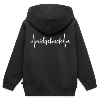 Rhodesian Ridgeback Herz Rhodesian Ridgebacks - Kinder Premium Organic Zip Hoodie - Schwarz - Hinten - AI Model Kid Male (0cm)