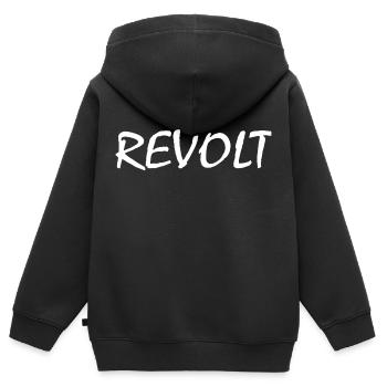 Revolt - Kinder Premium Organic Zip Hoodie - Schwarz - Hinten - AI Model Kid Male (0cm)
