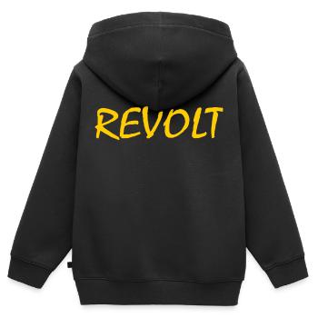 Revolt - Kinder Premium Organic Zip Hoodie - Schwarz - Hinten - AI Model Kid Male (0cm)