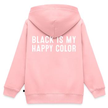 Le noir est ma couleur heureuse - Sweat Premium à capuche zippé enfant bio - rose - Dos - AI Model Kid Female (0cm)