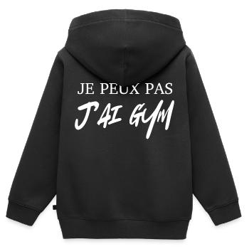 je peux pas j'ai gym - Sweat Premium à capuche zippé enfant bio - noir - Dos - AI Model Kid Male (0cm)