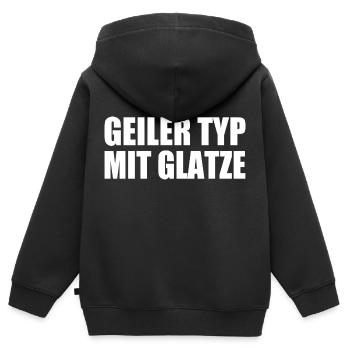 geiler typ mit glatze - Kinder Premium Organic Zip Hoodie - Schwarz - Hinten - AI Model Kid Male (0cm)