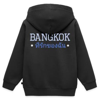 Bangkok mon amour - Sweat Premium à capuche zippé enfant bio - noir - Dos - AI Model Kid Male (0cm)