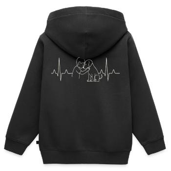 Kind & Hund - Unzertrennliche Herzensfreunde - Kinder Premium Organic Zip Hoodie - Schwarz - Hinten - AI Model Kid Male (0cm)