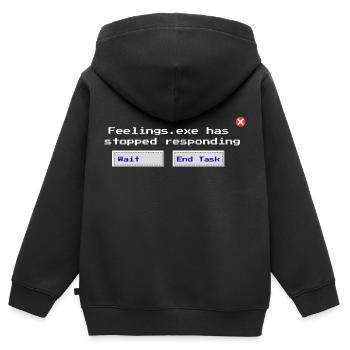Feelings.exe reagiert nicht mehr – Glitched Sad - Kinder Premium Organic Zip Hoodie - Schwarz - Hinten - AI Model Kid Male (0cm)
