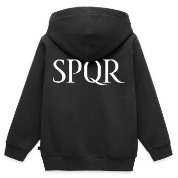 SPQR Schriftzug Vektor Hell - Kinder Premium Organic Zip Hoodie - Schwarz - Hinten - AI Model Kid Male (0cm)
