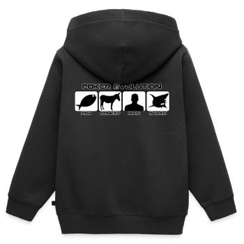Poker-Entwicklung - Kinder Premium Organic Zip Hoodie - Schwarz - Hinten - AI Model Kid Male (0cm)