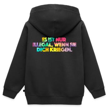 Ce n'est illégal que s'ils vous attrapent. - Sweat Premium à capuche zippé enfant bio - noir - Dos - AI Model Kid Male (0cm)