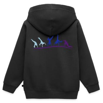 animation capoeira group - Kids Premium Organic Zip-up Hoodie - black - Back - AI Model Kid Male (0cm)