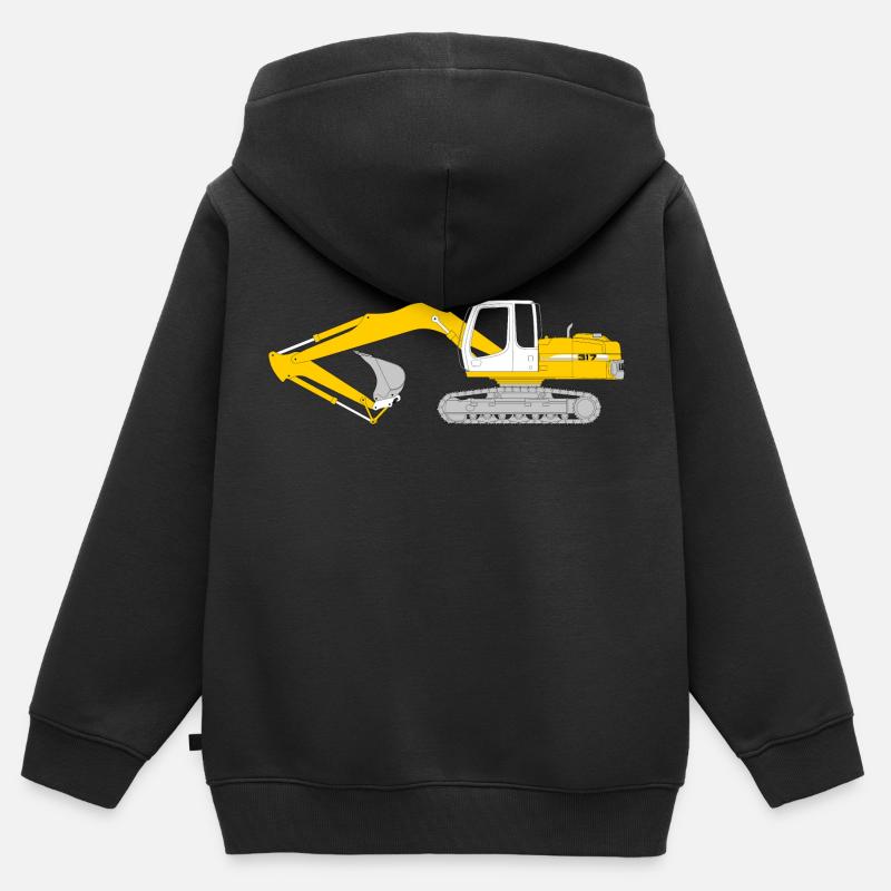 Pelles à chenilles - Sweat Premium à capuche zippé enfant bio - noir