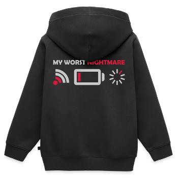 Mon pire cauchemar Logos - Sweat Premium à capuche zippé enfant bio - noir - Dos - AI Model Kid Male (0cm)