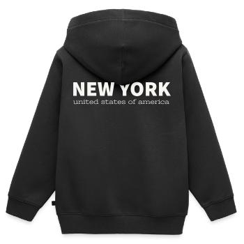 NEW YORK - Kinder Premium Organic Zip Hoodie - Schwarz - Hinten - AI Model Kid Male (0cm)