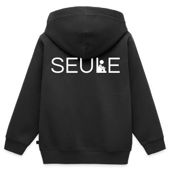 seule original cadeau - Sweat Premium à capuche zippé enfant bio - noir - Dos - AI Model Kid Male (0cm)