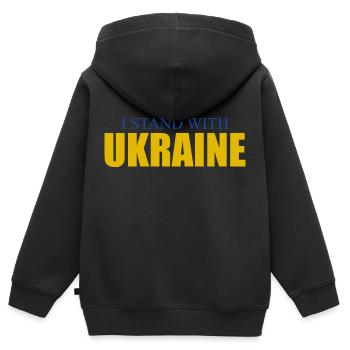 Ukraine Sieg - Kinder Premium Organic Zip Hoodie - Schwarz - Hinten - AI Model Kid Male (0cm)