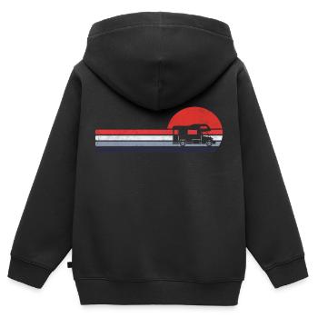 Caravane Camping-car Rétro Vintage - Sweat Premium à capuche zippé enfant bio - noir - Dos - AI Model Kid Male (0cm)