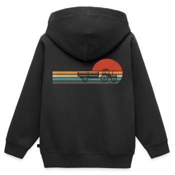 Tracteur Vintage Farmer - Sweat Premium à capuche zippé enfant bio - noir - Dos - AI Model Kid Male (0cm)
