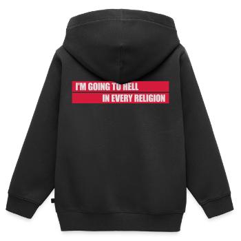 En allant en enfer - Sweat Premium à capuche zippé enfant bio - noir - Dos - AI Model Kid Male (0cm)