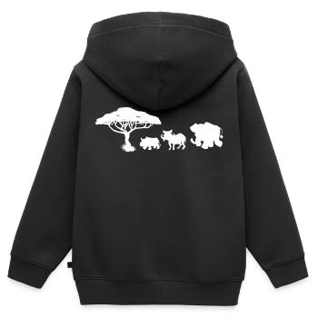 Safari Zoo Animal Safari Zoo - Sweat Premium à capuche zippé enfant bio - noir - Dos - AI Model Kid Male (0cm)