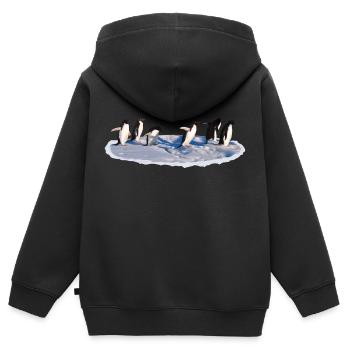 Pinguine auf einer Eisscholle Pinguin - Kinder Premium Organic Zip Hoodie - Schwarz - Hinten - AI Model Kid Male (0cm)