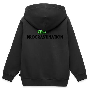 CEO VON PROCRASTINATION - Kinder Premium Organic Zip Hoodie - Schwarz - Hinten - AI Model Kid Male (0cm)