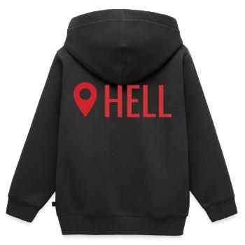 Hölle - Kinder Premium Organic Zip Hoodie - Schwarz - Hinten - AI Model Kid Male (0cm)