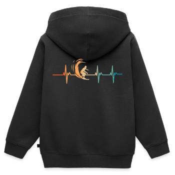 Herzschlag beim Surfen - Kinder Premium Organic Zip Hoodie - Schwarz - Hinten - AI Model Kid Male (0cm)