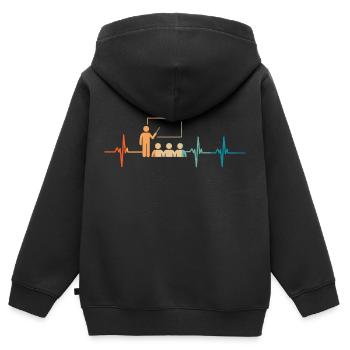 Battement de cœur Enseignement - Sweat Premium à capuche zippé enfant bio - noir - Dos - AI Model Kid Male (0cm)