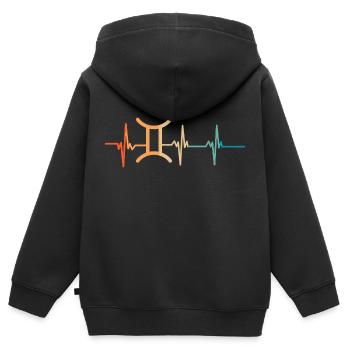 Zwillinge Sternzeichen Herzschlag - Kinder Premium Organic Zip Hoodie - Schwarz - Hinten - AI Model Kid Male (0cm)