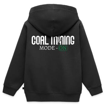 Mode d’extraction de charbon - Mineur de pioche ON - Sweat Premium à capuche zippé enfant bio - noir - Dos - AI Model Kid Male (0cm)