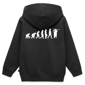 Faultier an einem Ast Evolution der Menschen Tiere - Kinder Premium Organic Zip Hoodie - Schwarz - Hinten - AI Model Kid Male (0cm)