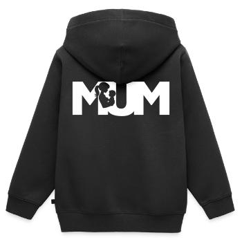 MUM - Kinder Premium Organic Zip Hoodie - Schwarz - Hinten - AI Model Kid Male (0cm)