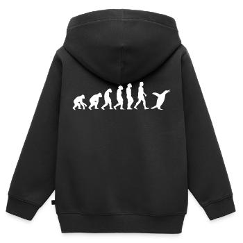Pingouin, oiseau, évolution des humains, des animaux - Sweat Premium à capuche zippé enfant bio - noir - Dos - AI Model Kid Male (0cm)