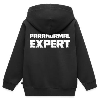 PARANORMAL EXPERT - Sweat Premium à capuche zippé enfant bio - noir - Dos - AI Model Kid Male (0cm)