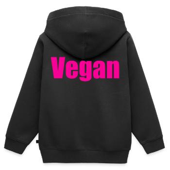 Vegan - Kinder Premium Organic Zip Hoodie - Schwarz - Hinten - AI Model Kid Male (0cm)