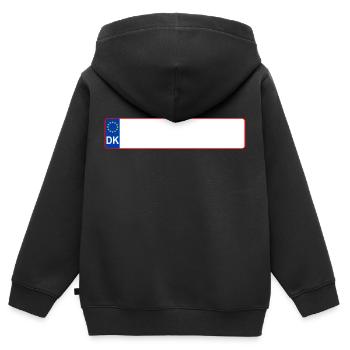 plaque d'immatriculation DK - Sweat Premium à capuche zippé enfant bio - noir - Dos - AI Model Kid Male (0cm)