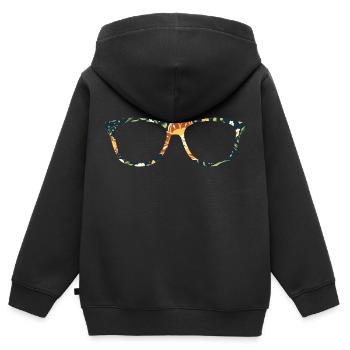 Brille - Kinder Premium Organic Zip Hoodie - Schwarz - Hinten - AI Model Kid Male (0cm)