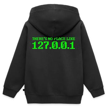127.0.0.1 ordinateur nerd outsider informatique science - Sweat Premium à capuche zippé enfant bio - noir - Dos - AI Model Kid Male (0cm)