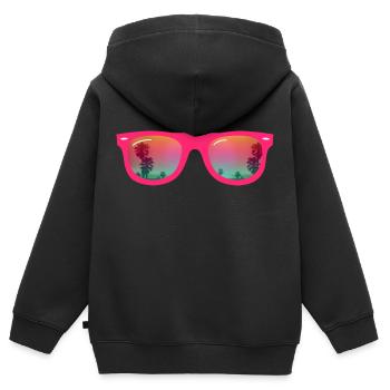 Lunettes de soleil d'été - Sweat Premium à capuche zippé enfant bio - noir - Dos - AI Model Kid Male (0cm)