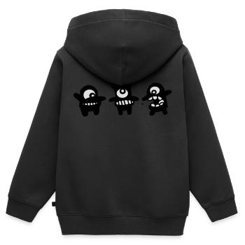 trio - Sweat Premium à capuche zippé enfant bio - noir - Dos - AI Model Kid Male (0cm)