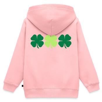 3 4 leaf clovers - Sweat Premium à capuche zippé enfant bio - rose - Dos - AI Model Kid Female (0cm)