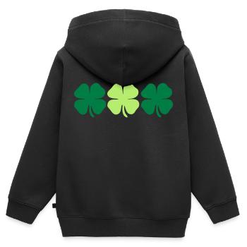 3 4 leaf clovers - Sweat Premium à capuche zippé enfant bio - noir - Dos - AI Model Kid Male (0cm)