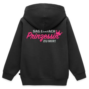 Prinzessin - Kinder Premium Organic Zip Hoodie - Schwarz - Hinten - AI Model Kid Male (0cm)
