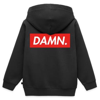 DAMN - Kinder Premium Organic Zip Hoodie - Schwarz - Hinten - AI Model Kid Male (0cm)