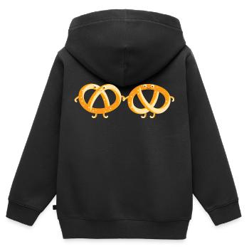 Brezel Paare - Kinder Premium Organic Zip Hoodie - Schwarz - Hinten - AI Model Kid Male (0cm)