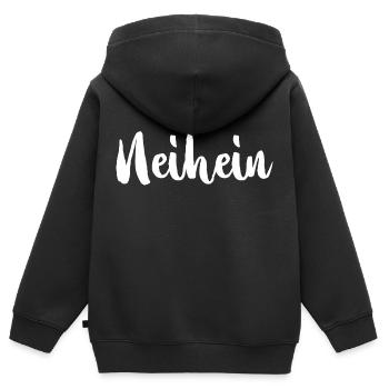 Neihein Nö Nee Nein Ablehnung Kein Bock Geschenk - Kinder Premium Organic Zip Hoodie - Schwarz - Hinten - AI Model Kid Male (0cm)